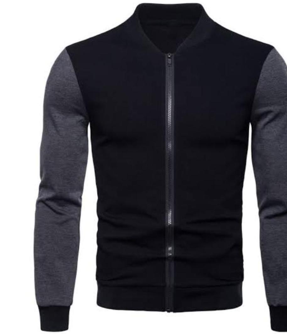 Men's Polyester Plain Jacket - 1 Pc in Black or Grey - Junaid.B