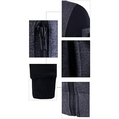 Men's Polyester Plain Jacket - 1 Pc in Black or Grey - Junaid.B