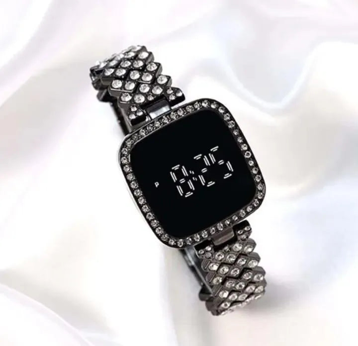 Chic Women's Digital Display Watch with Elegant Bracelet Strap - 1 Pc - Junaid.B
